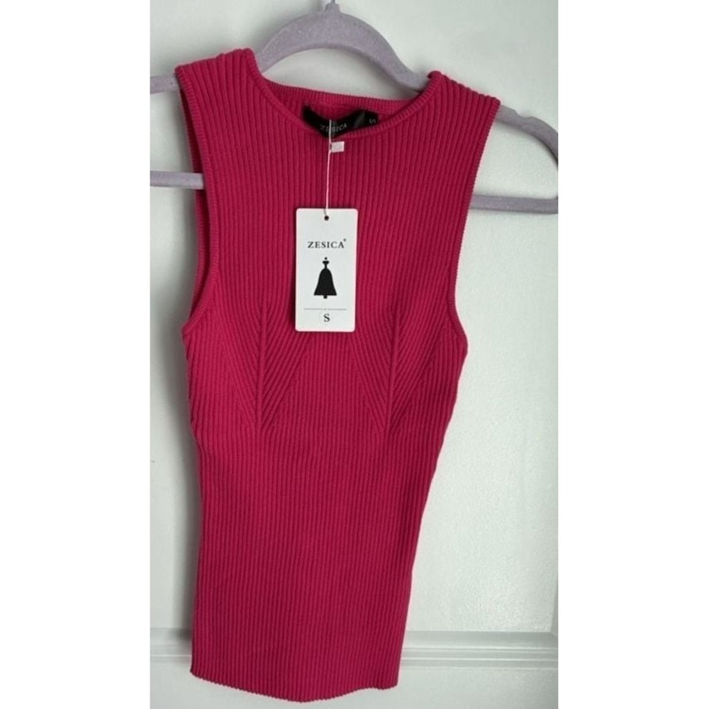 Zesica Ribbed Knit Sleeveless Tank Top